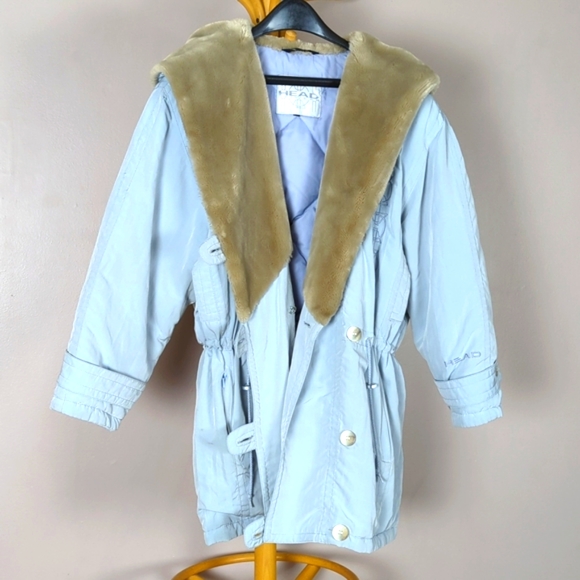RARE! Vintage silver HEAD embroidered winter jacket with faux fur trim - Picture 6 of 15